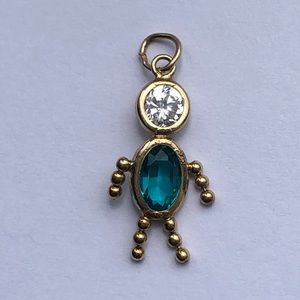 14K Gold March Birthstone Birthday Pendant